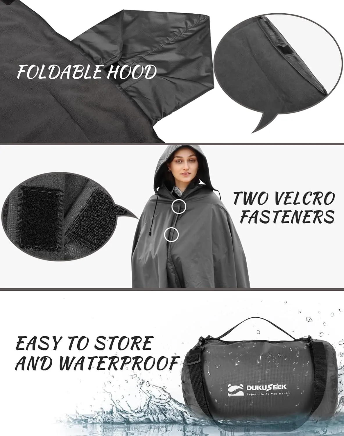 DUKUSEEK Hooded Stadium Blanket, Waterproof Windproof Outdoor Fleece Blanket - Large (79x56), Portable, Wearable, Warm for Outdoor Camping, Picnic, Stadium, Sports, Beach, Concerts, Car, Dogs…