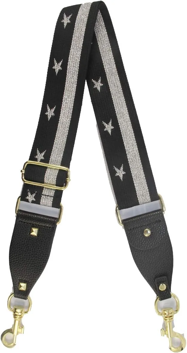 Duwi Wide Purse Strap Multicolor Striped Guitar Style Strap Adjustable Canvas Crossbody Bag Strap