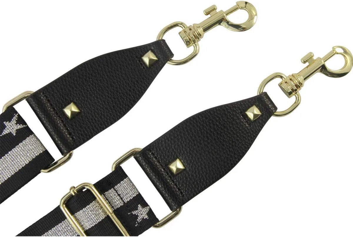 Duwi Wide Purse Strap Multicolor Striped Guitar Style Strap Adjustable Canvas Crossbody Bag Strap
