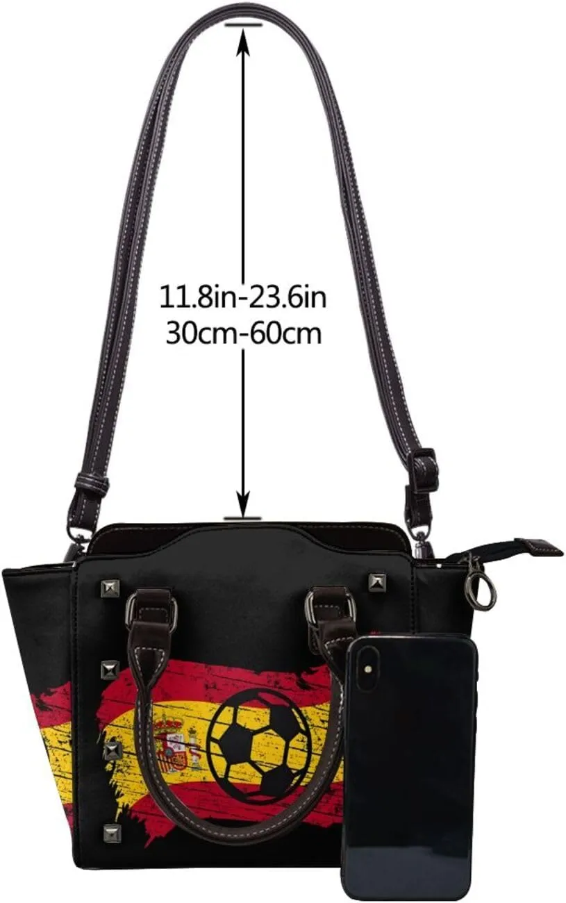 DWomen's Pu Leather Handbag Rivet Shoulder Bag Fashion Studded Top Handle Satchel Crossbody Tote Bag Punk Bag Purse