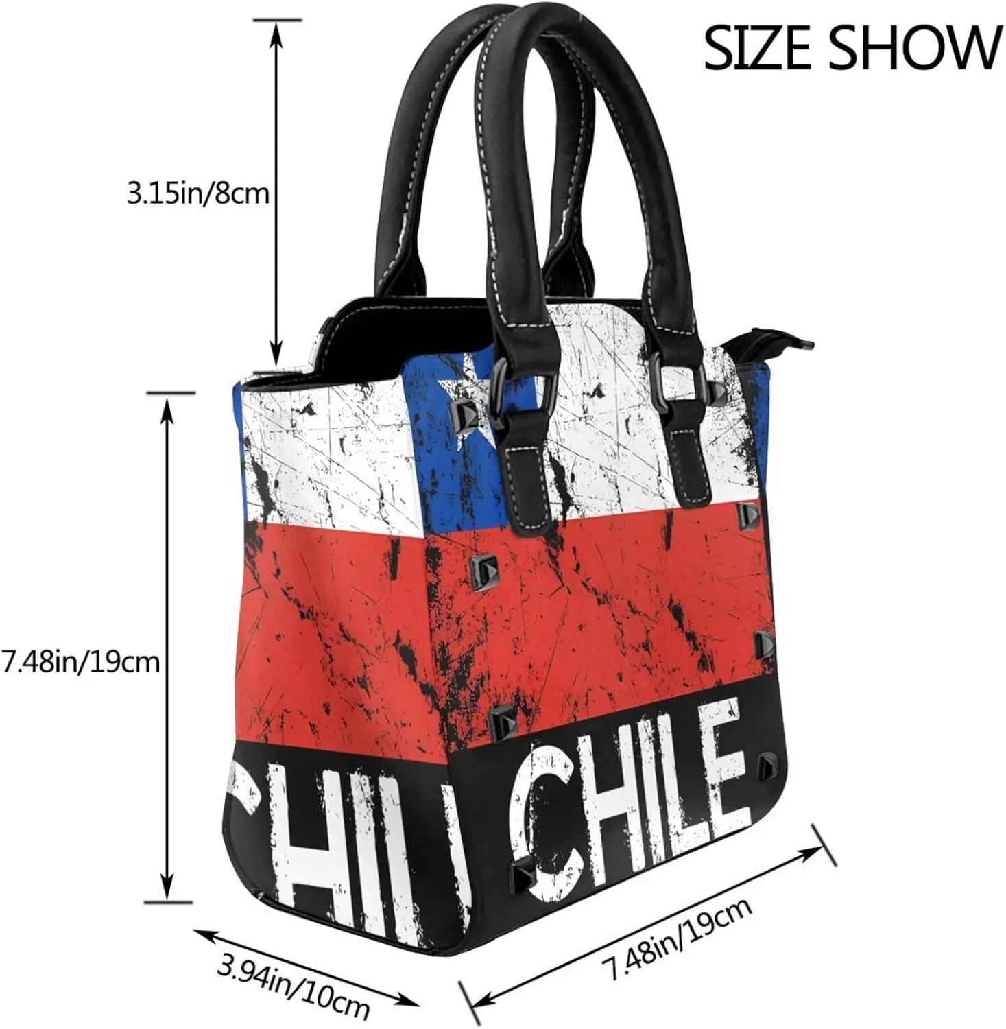 DWomen's Pu Leather Handbag Rivet Shoulder Bag Fashion Studded Top Handle Satchel Crossbody Tote Bag Punk Bag Purse