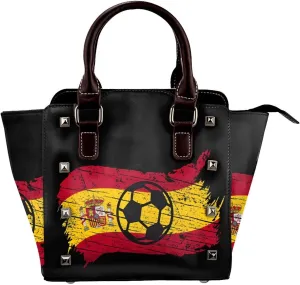 DWomen's Pu Leather Handbag Rivet Shoulder Bag Fashion Studded Top Handle Satchel Crossbody Tote Bag Punk Bag Purse