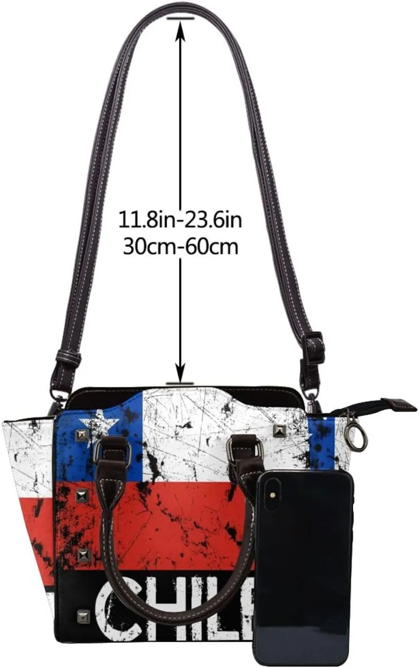 DWomen's Pu Leather Handbag Rivet Shoulder Bag Fashion Studded Top Handle Satchel Crossbody Tote Bag Punk Bag Purse