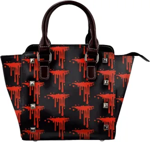 DWomen's Pu Leather Handbag Rivet Shoulder Bag Fashion Studded Top Handle Satchel Crossbody Tote Bag Punk Bag Purse