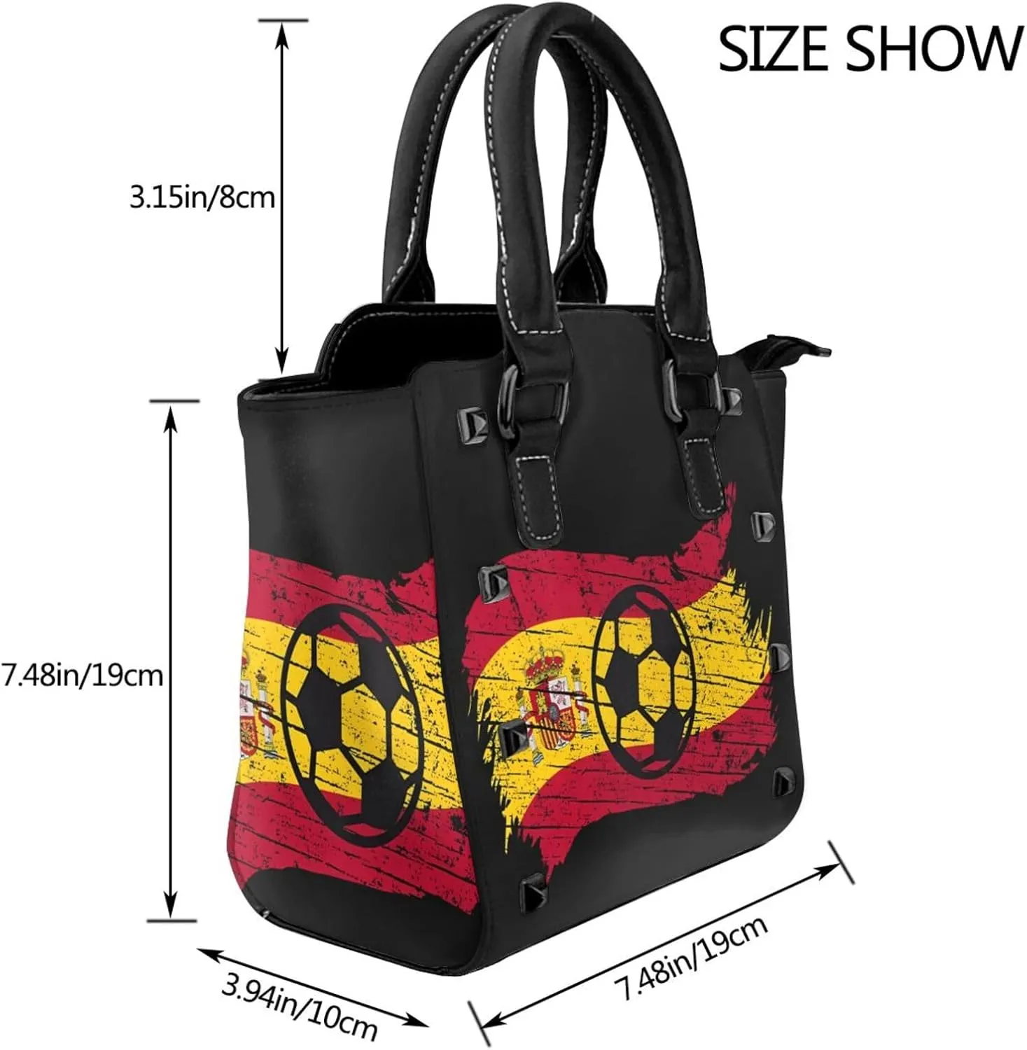 DWomen's Pu Leather Handbag Rivet Shoulder Bag Fashion Studded Top Handle Satchel Crossbody Tote Bag Punk Bag Purse