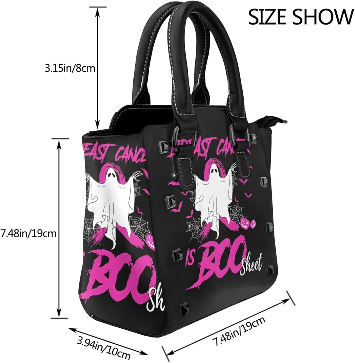 DWomen's Pu Leather Handbag Rivet Shoulder Bag Fashion Studded Top Handle Satchel Crossbody Tote Bag Punk Bag Purse