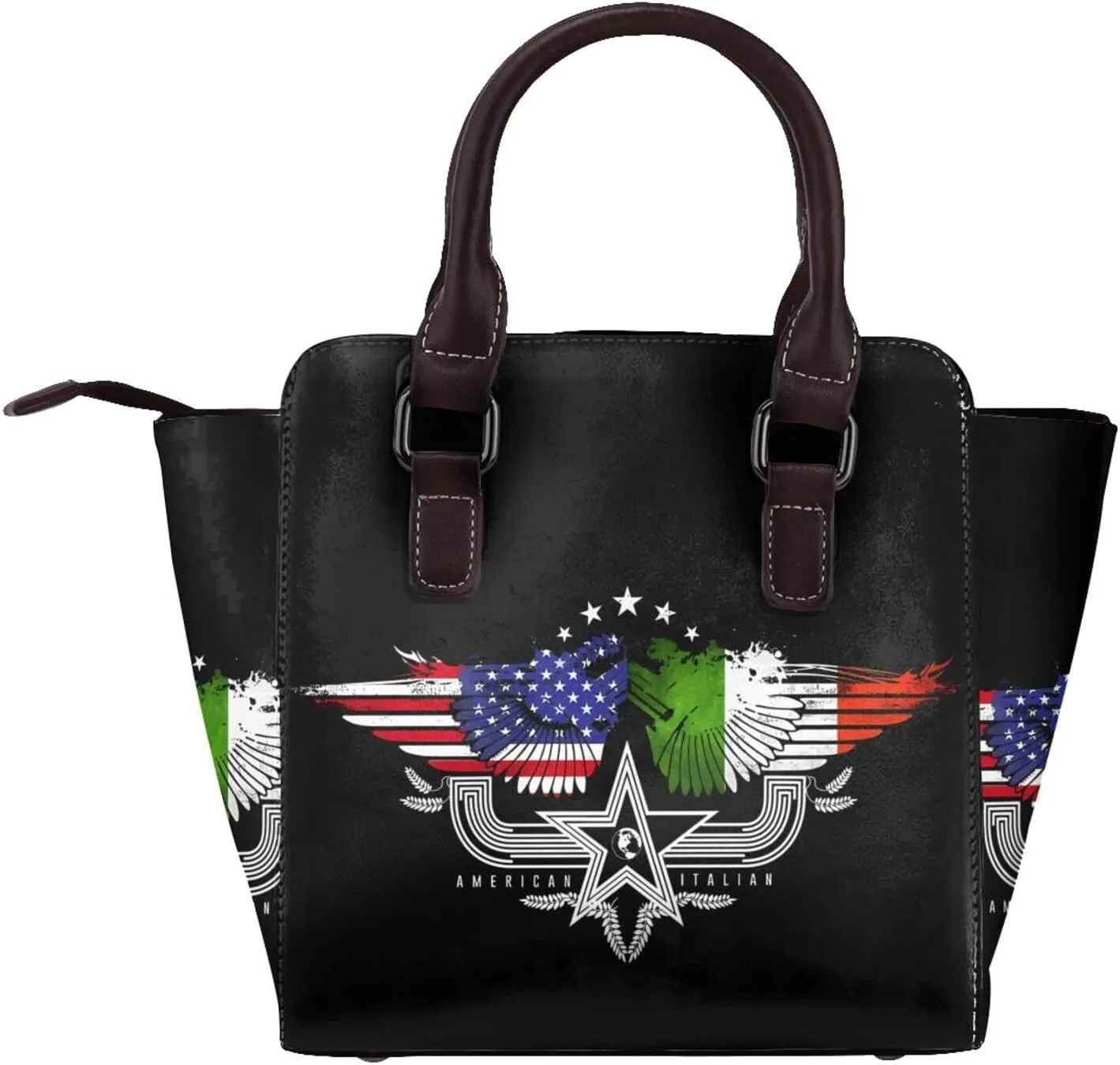 DWomen's Pu Leather Handbag Rivet Shoulder Bag Fashion Studded Top Handle Satchel Crossbody Tote Bag Punk Bag Purse
