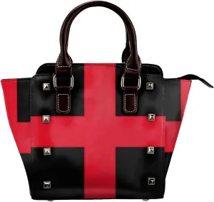 DWomen's Pu Leather Handbag Rivet Shoulder Bag Fashion Studded Top Handle Satchel Crossbody Tote Bag Punk Bag Purse
