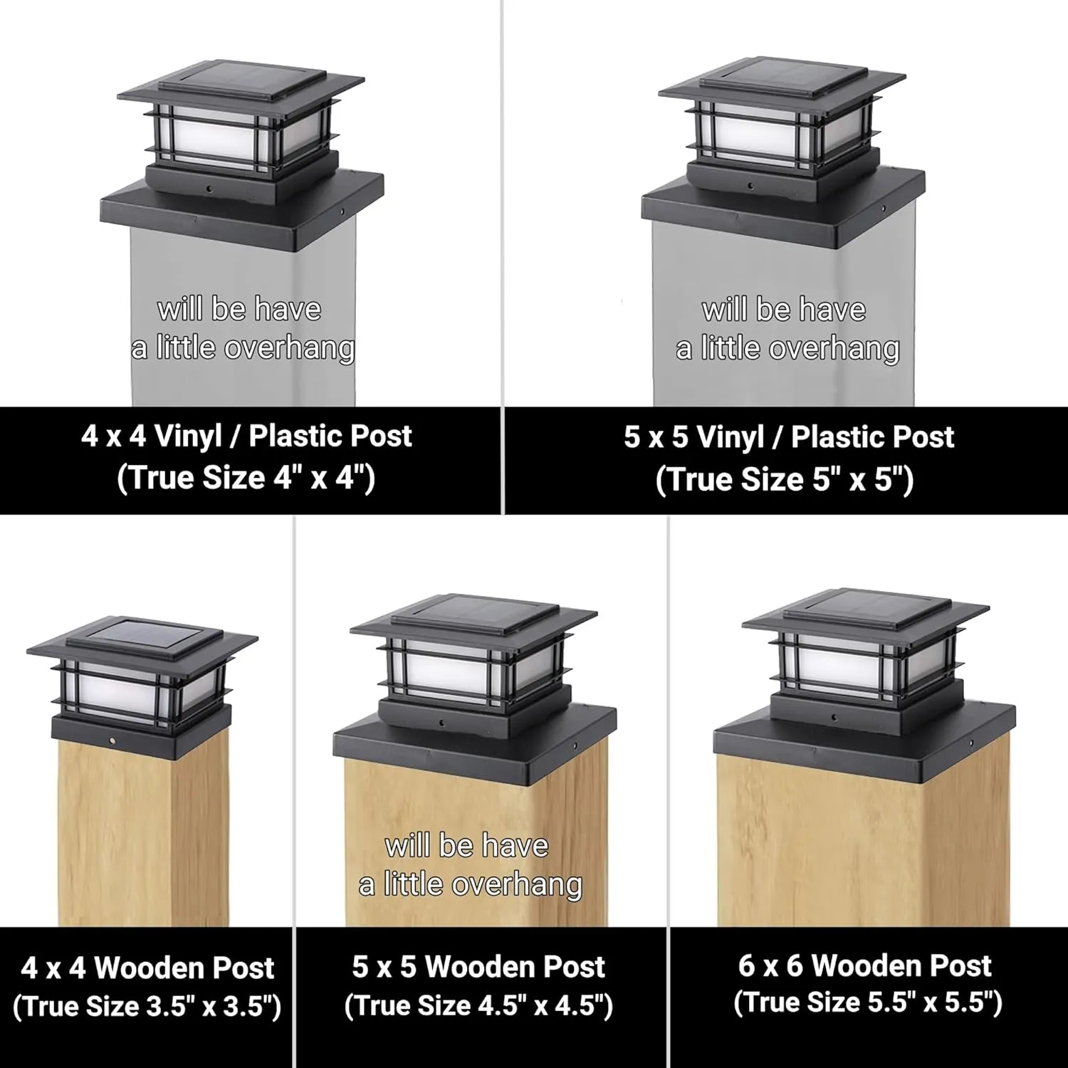 Dynaming 6 Pack Solar Post Cap Lights Outdoor with Flickering Flame Light, Fence Post Solar Lights Fit for 4x4 5x5 6x6 Vinyl/Wooden Posts, High Brightness SMD LED Lighting Decor for Garden Deck Patio