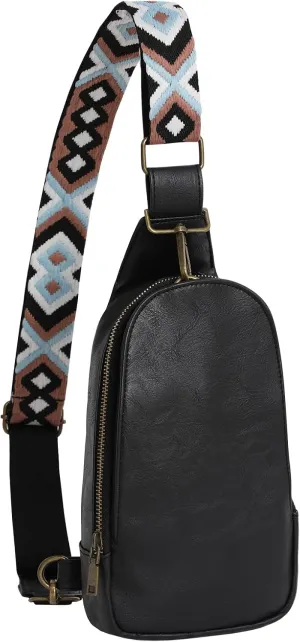 DYSHAYEN Sling Bag for Women Vegan Leather Fanny Pack Crossbody Bags for Women Multipurpose Chest Bag for Travel Hiking