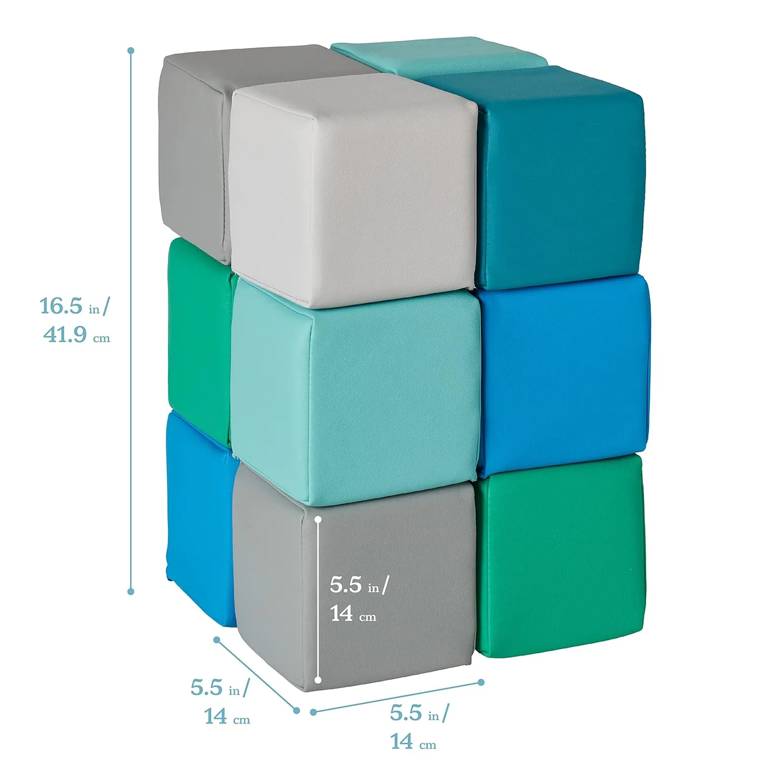 ECR4Kids SoftZone Patchwork Toddler Building Blocks, Foam Cubes, Contemporary, 12-Piece
