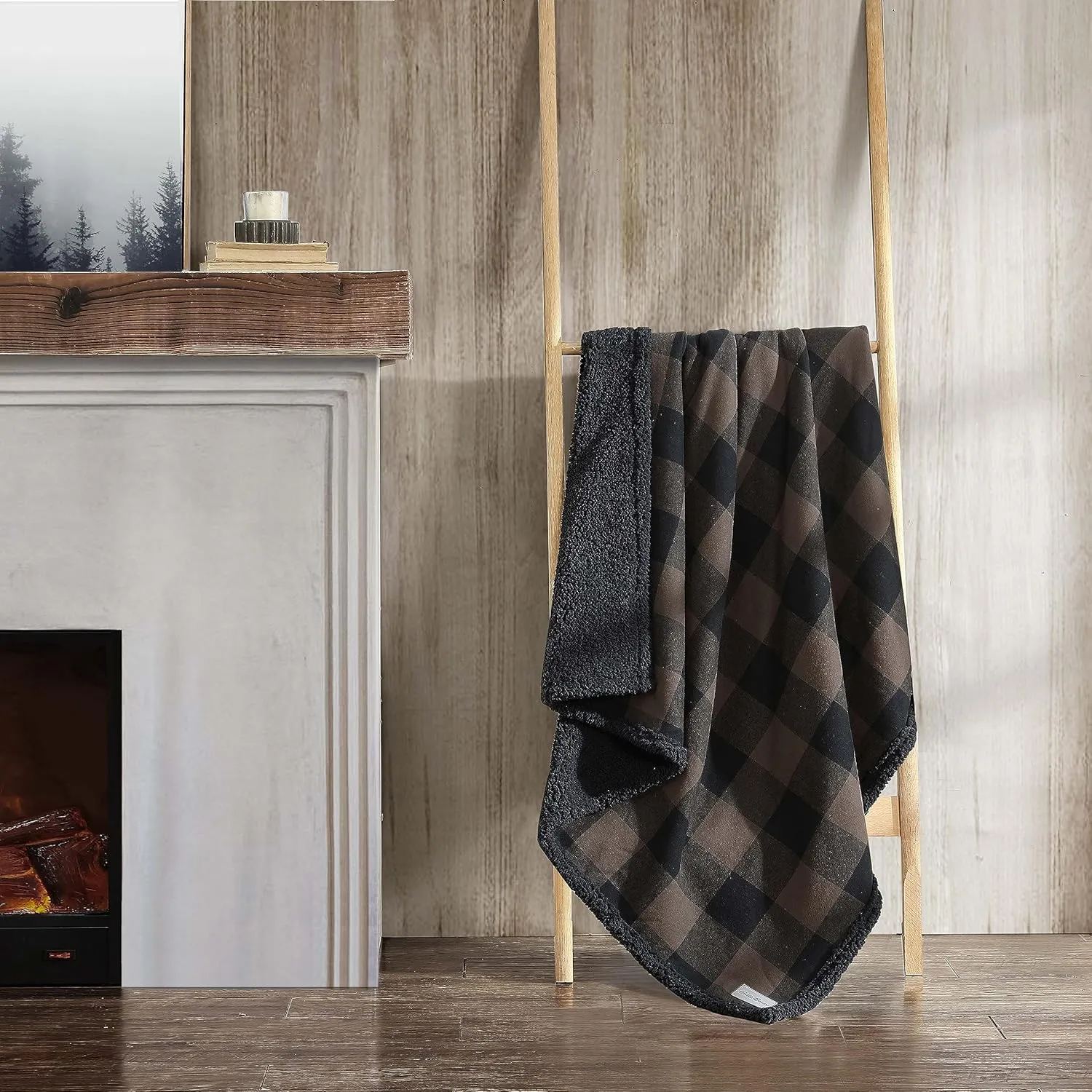 Eddie Bauer - Blanket, Super Soft Reversible Sherpa & Brushed Fleece Bedding, Throw Blankets for Couch, Ideal for Lounging (Cabin Plaid Brown)