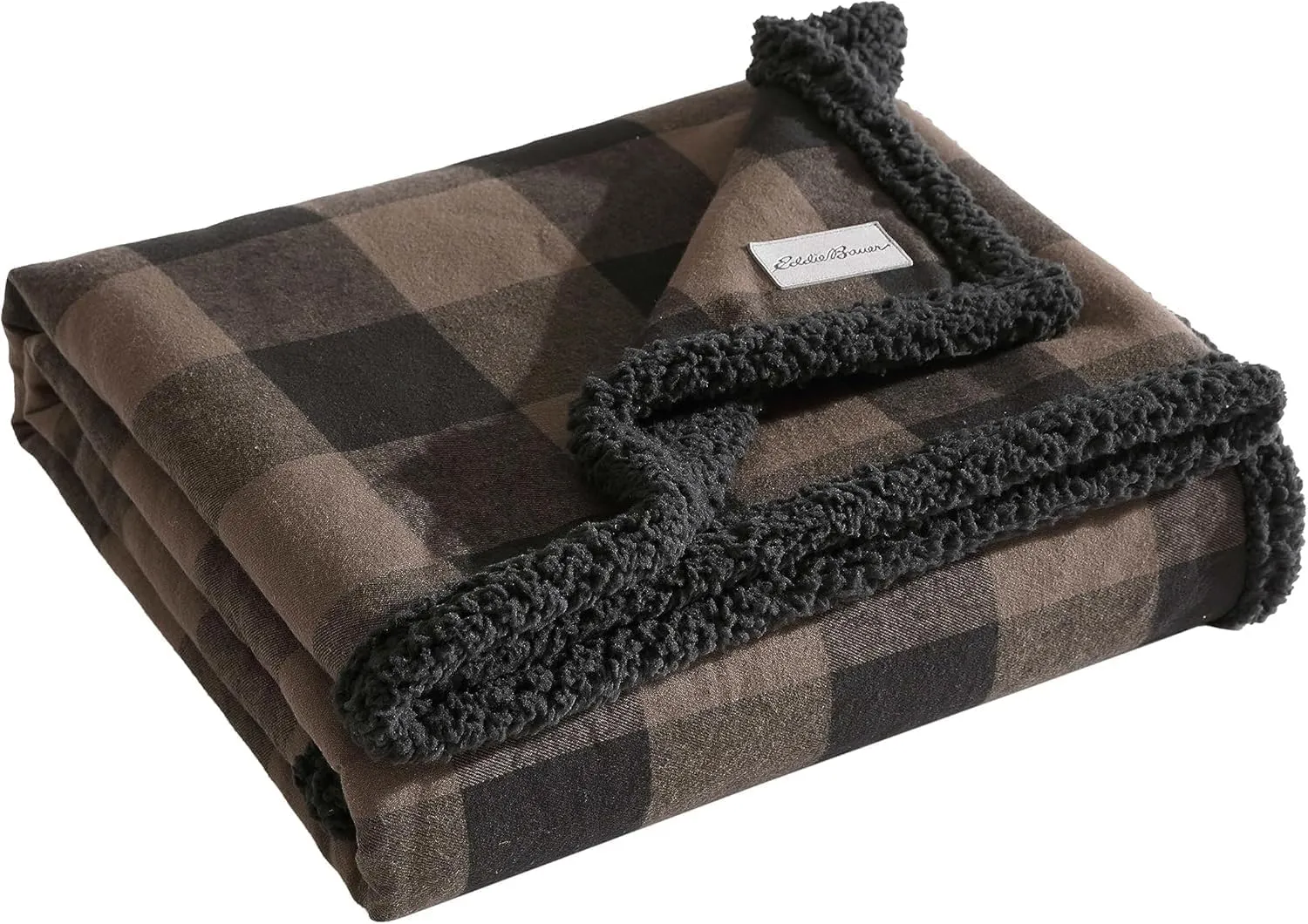 Eddie Bauer - Blanket, Super Soft Reversible Sherpa & Brushed Fleece Bedding, Throw Blankets for Couch, Ideal for Lounging (Cabin Plaid Brown)