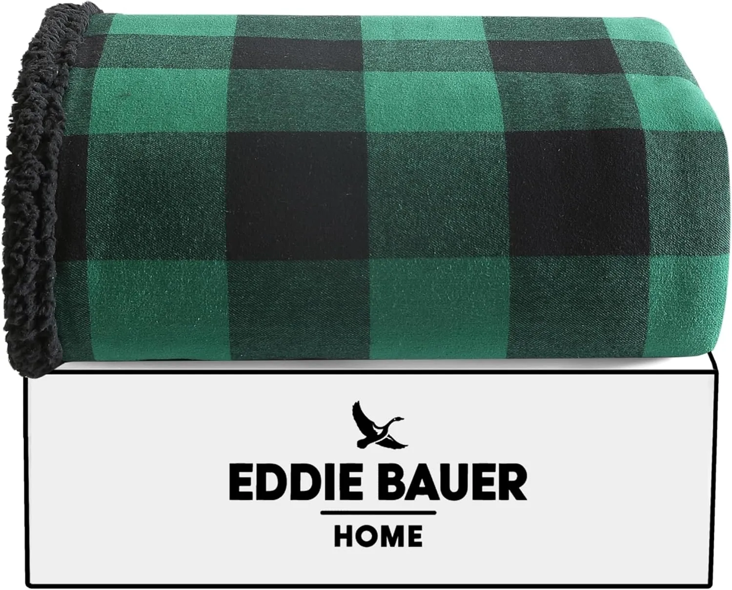 Eddie Bauer - Blanket, Super Soft Reversible Sherpa & Brushed Fleece Bedding, Throw Blankets for Couch, Ideal for Lounging (Cabin Plaid Green)