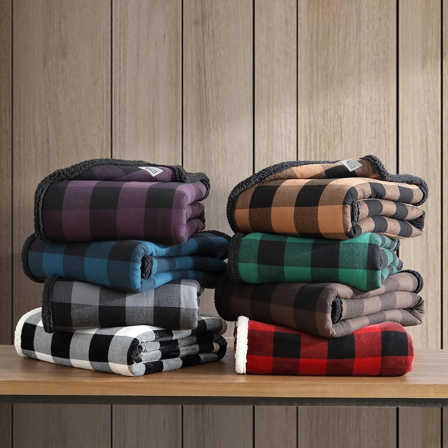 Eddie Bauer - Blanket, Super Soft Reversible Sherpa & Brushed Fleece Bedding, Throw Blankets for Couch, Ideal for Lounging (Cabin Plaid Green)