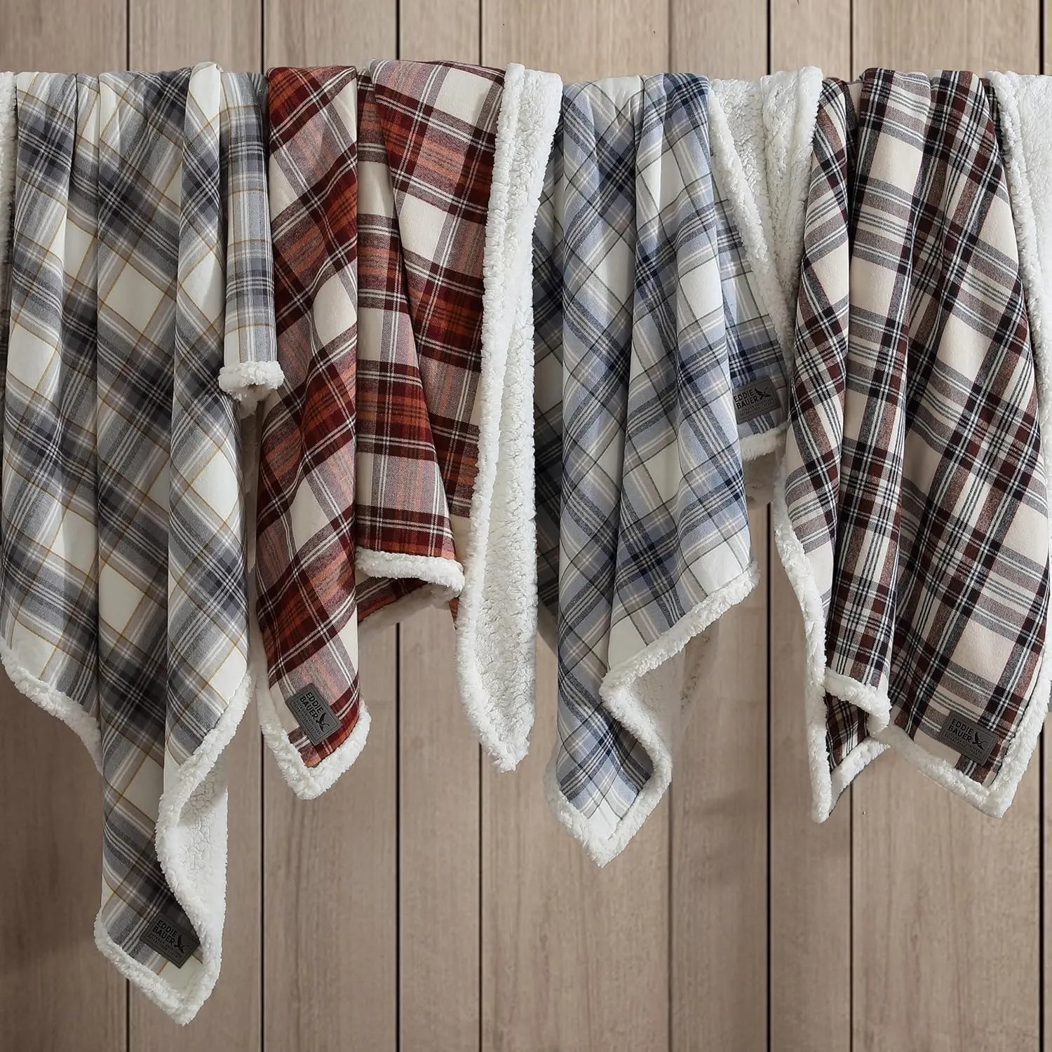 Eddie Bauer - Blanket, Super Soft Reversible Sherpa & Brushed Fleece Bedding, Throw Blankets for Couch, Ideal for Lounging (Edgewood Plaid Grey)