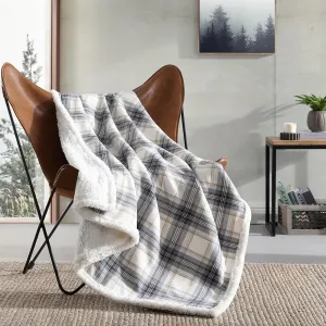 Eddie Bauer - Blanket, Super Soft Reversible Sherpa & Brushed Fleece Bedding, Throw Blankets for Couch, Ideal for Lounging (Edgewood Plaid Grey)