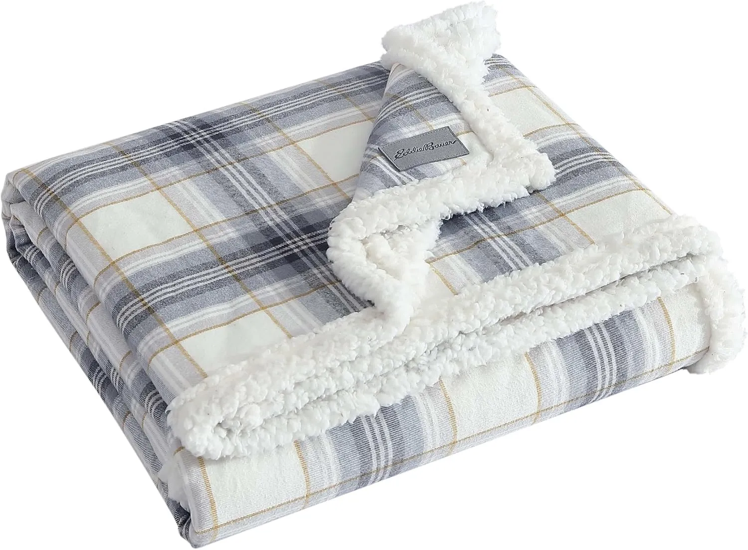 Eddie Bauer - Blanket, Super Soft Reversible Sherpa & Brushed Fleece Bedding, Throw Blankets for Couch, Ideal for Lounging (Edgewood Plaid Grey)