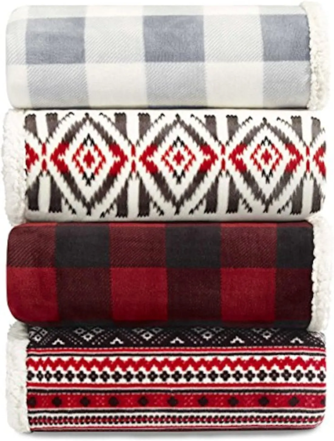 Eddie Bauer - Queen Blanket, Reversible Sherpa Fleece Blanket, Buffalo Plaid Bedding, Super Soft Cozy Home Decor (Chrome Grey, Queen)