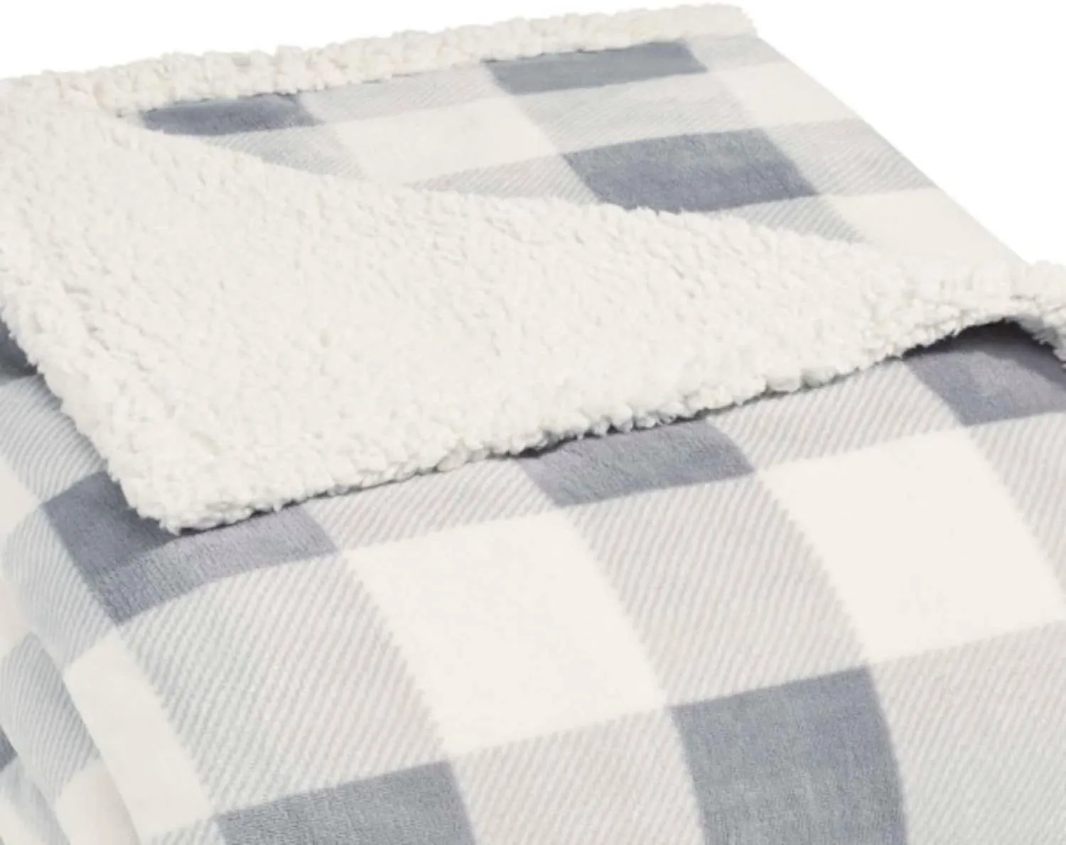 Eddie Bauer - Queen Blanket, Reversible Sherpa Fleece Blanket, Buffalo Plaid Bedding, Super Soft Cozy Home Decor (Chrome Grey, Queen)