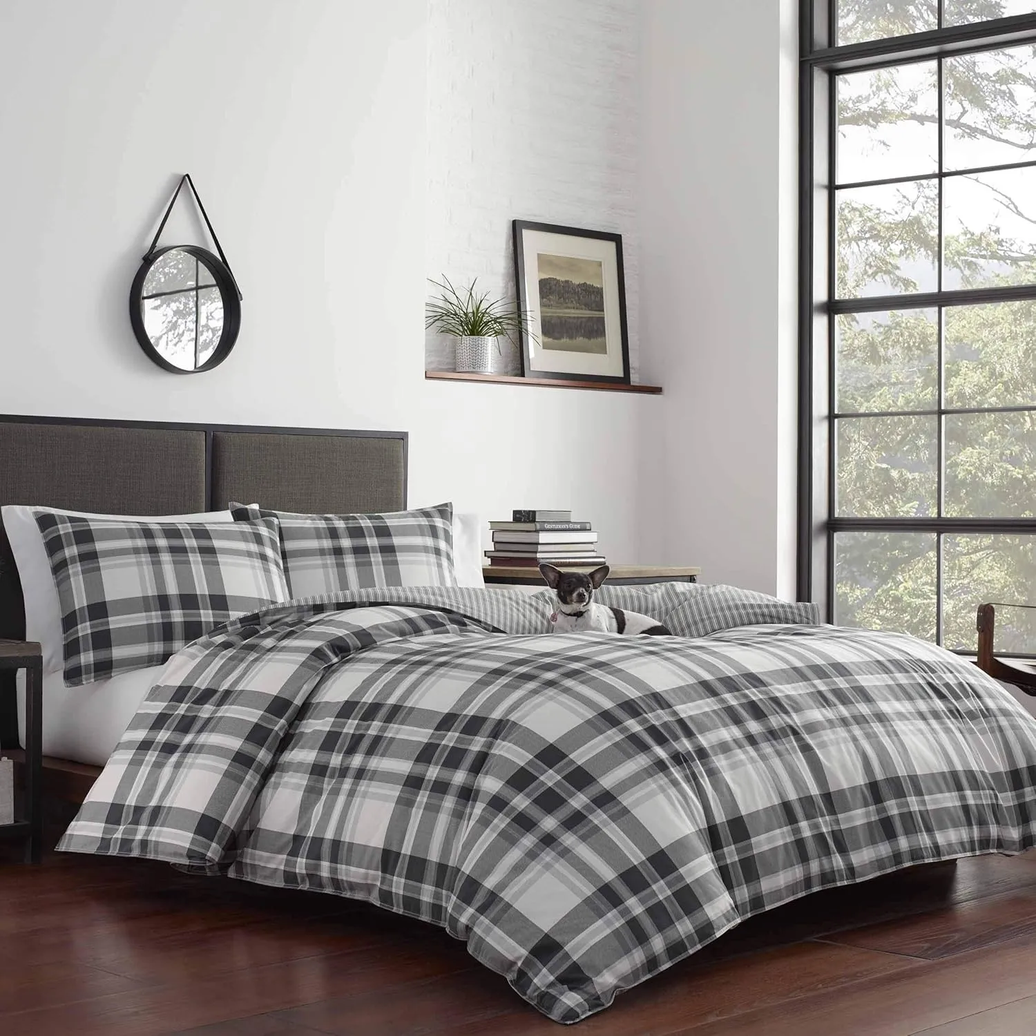 Eddie Bauer - Queen Comforter Set, Cotton Reversible Bedding with Matching Shams, Plaid Home Decor for All Seasons (Coal Creek Grey, Queen)