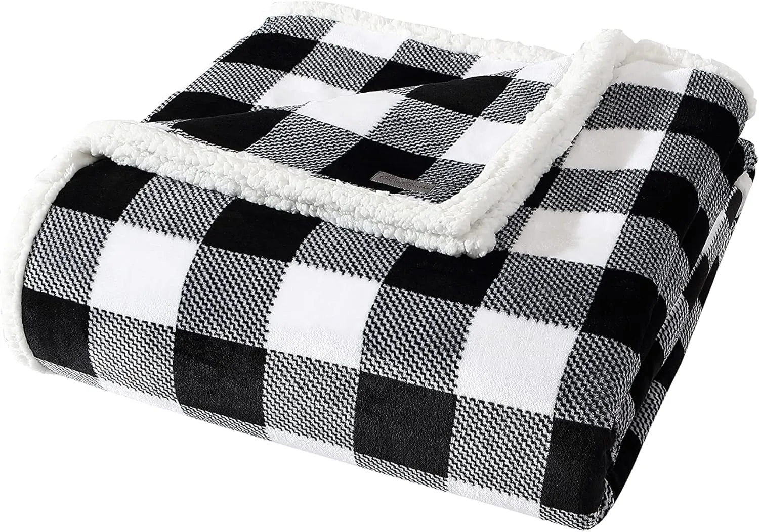 Eddie Bauer - Twin Blanket, Reversible Sherpa Fleece Bedding, Buffalo Plaid Home Decor for All Seasons (Black Check, Twin)