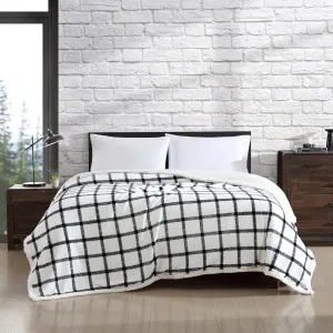 Eddie Bauer- Twin Blanket, Ultra Soft & Cozy Plush Home Décor, All Season Bedding (Bunkhouse Plaid White, Twin)