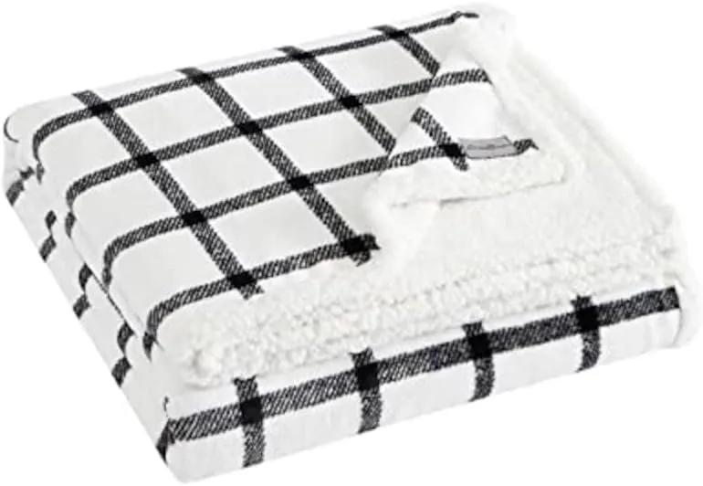 Eddie Bauer- Twin Blanket, Ultra Soft & Cozy Plush Home Décor, All Season Bedding (Bunkhouse Plaid White, Twin)