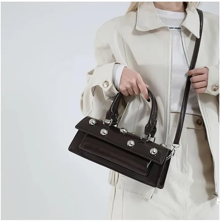 Edgy Sweetheart Shoulder Bag Sling bag Glossy Leather Quality Crossbody Bag with Detachable Studded Design Stylish Women Bag