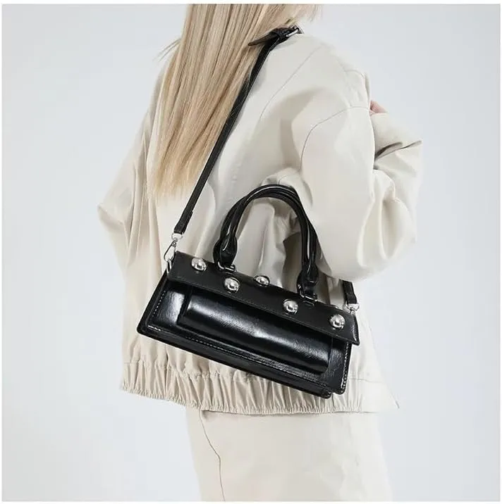 Edgy Sweetheart Shoulder Bag Sling bag Glossy Leather Quality Crossbody Bag with Detachable Studded Design Stylish Women Bag