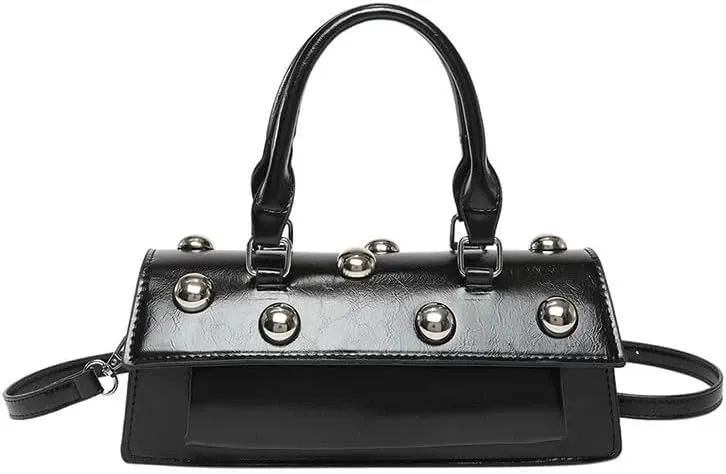 Edgy Sweetheart Shoulder Bag Sling bag Glossy Leather Quality Crossbody Bag with Detachable Studded Design Stylish Women Bag