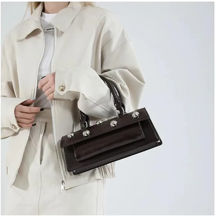 Edgy Sweetheart Shoulder Bag Sling bag Glossy Leather Quality Crossbody Bag with Detachable Studded Design Stylish Women Bag