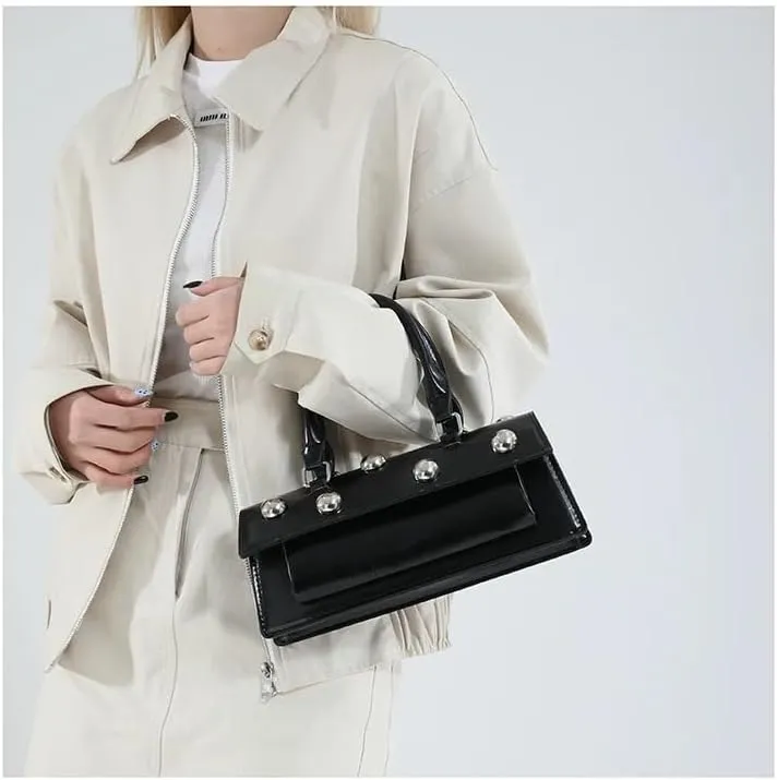 Edgy Sweetheart Shoulder Bag Sling bag Glossy Leather Quality Crossbody Bag with Detachable Studded Design Stylish Women Bag