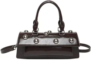 Edgy Sweetheart Shoulder Bag Sling bag Glossy Leather Quality Crossbody Bag with Detachable Studded Design Stylish Women Bag