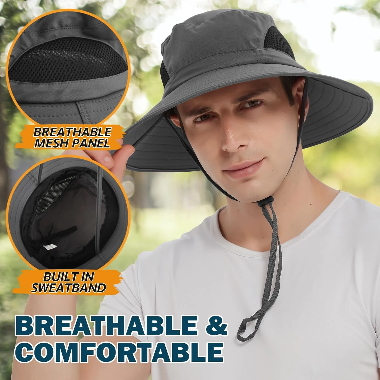 EINSKEY Wide Brim Sun Hat, UPF 50  UV Protection Waterproof Packable Bucket Hat for Men & Women, Fishing Hiking Beach Garden