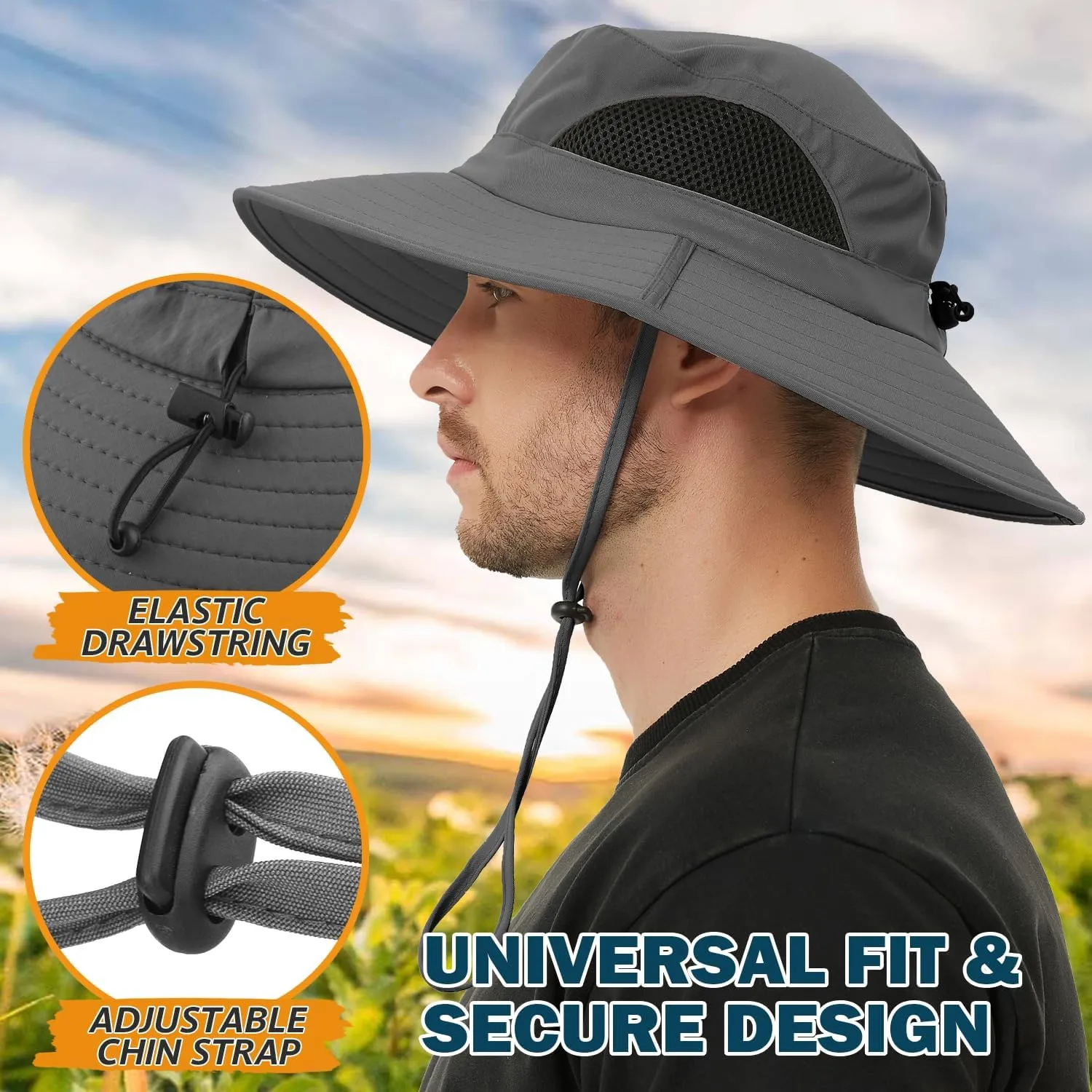 EINSKEY Wide Brim Sun Hat, UPF 50  UV Protection Waterproof Packable Bucket Hat for Men & Women, Fishing Hiking Beach Garden