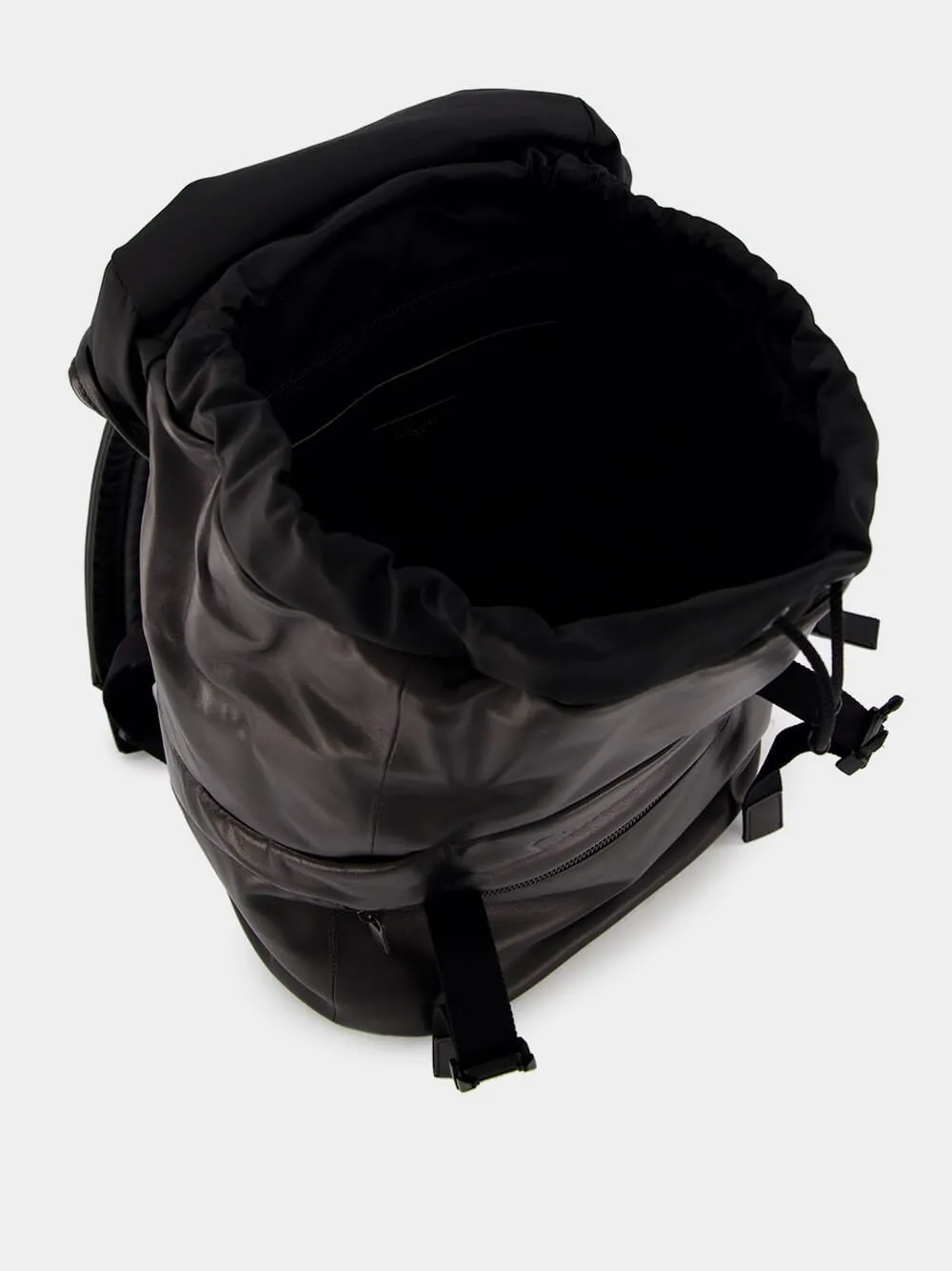 Embossed Logo Leather Backpack