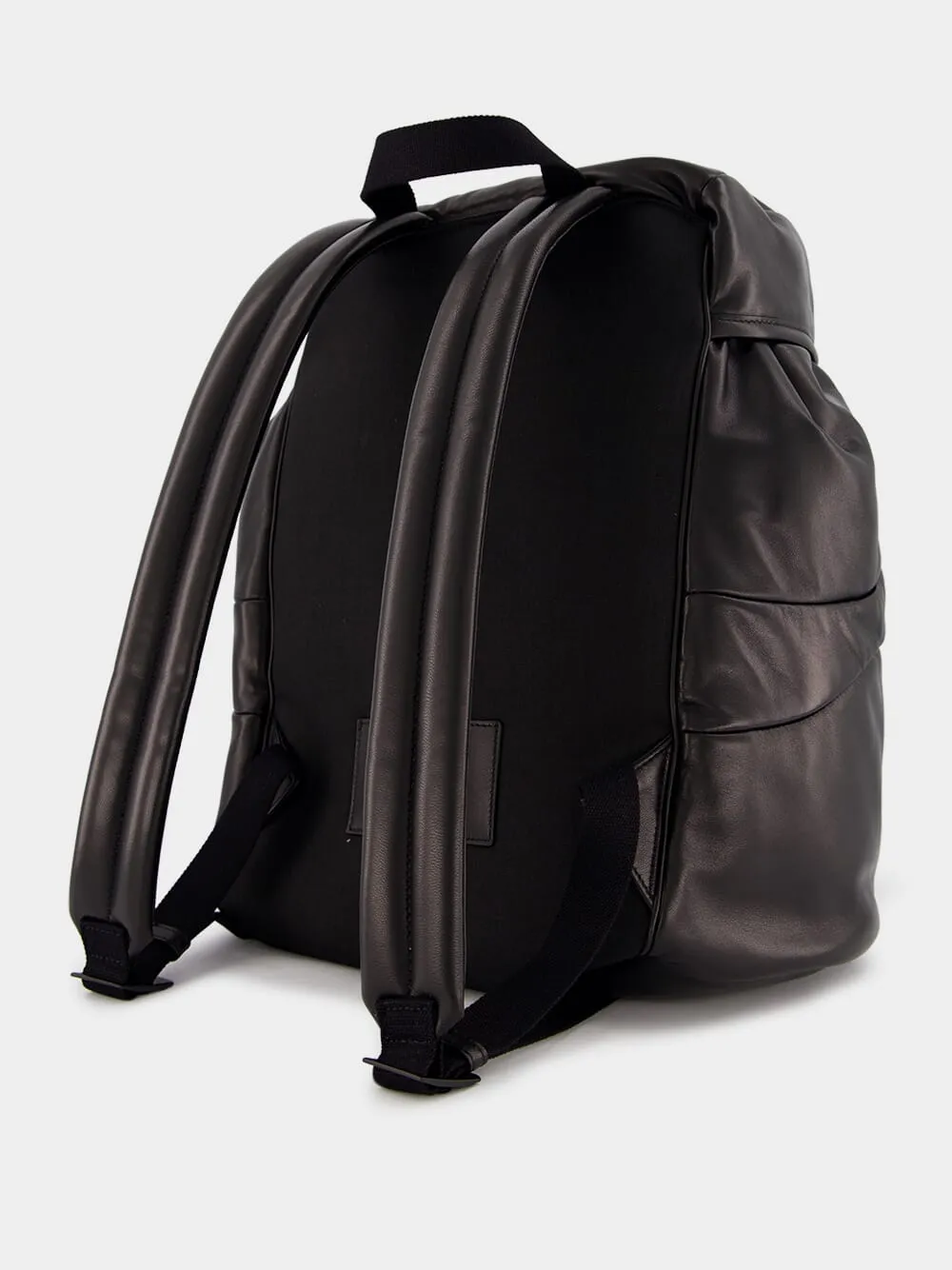 Embossed Logo Leather Backpack