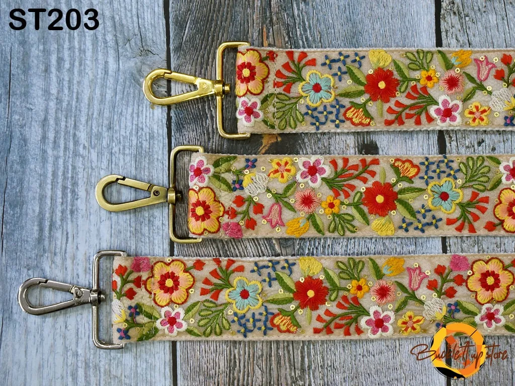 Embroidered Canvas Bag Strap Purse Strap Messenger Crossbody Strap for Purses Handbag Embroidery Replacement Strap Boho Guitar Strap Gift