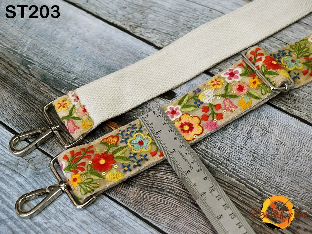 Embroidered Canvas Bag Strap Purse Strap Messenger Crossbody Strap for Purses Handbag Embroidery Replacement Strap Boho Guitar Strap Gift