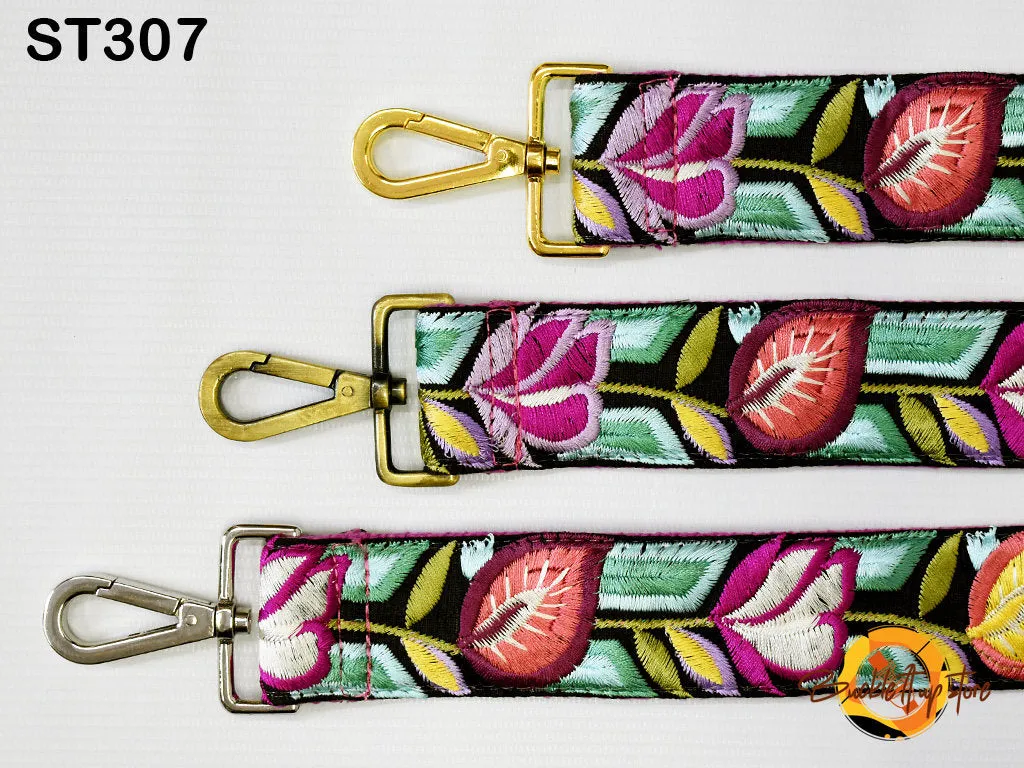 Embroidered Detachable Guitar Strap Crossbody Strap for Purses Embroidery Replacement Messenger Bags Tote Handbag Strap Gift Mom Sister Wife