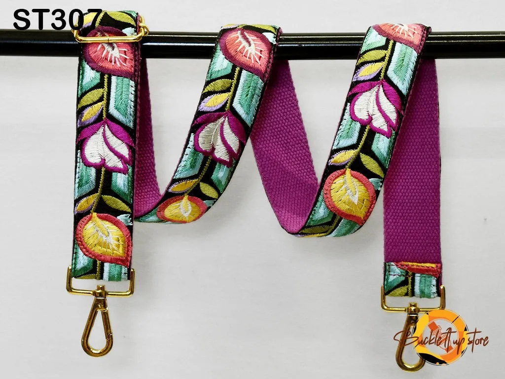 Embroidered Detachable Guitar Strap Crossbody Strap for Purses Embroidery Replacement Messenger Bags Tote Handbag Strap Gift Mom Sister Wife