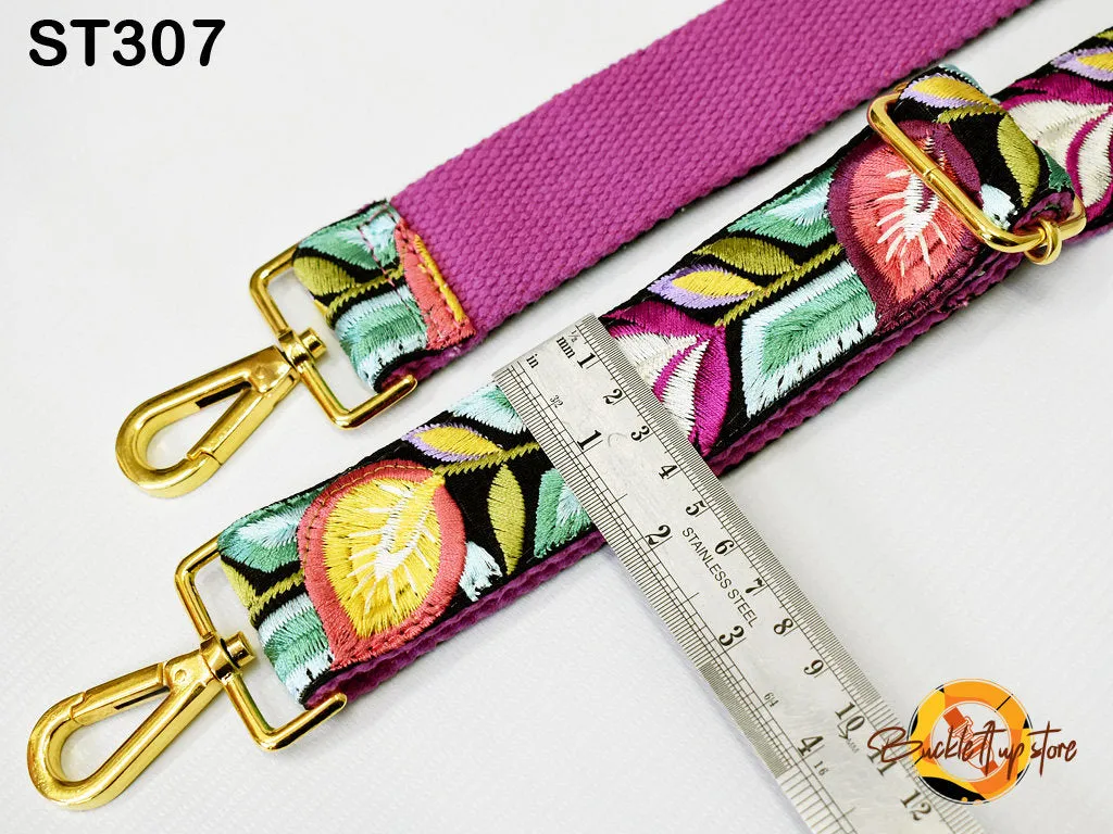 Embroidered Detachable Guitar Strap Crossbody Strap for Purses Embroidery Replacement Messenger Bags Tote Handbag Strap Gift Mom Sister Wife