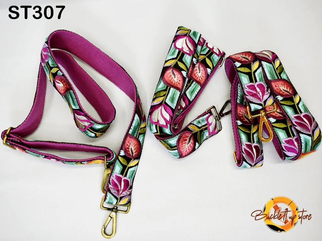 Embroidered Detachable Guitar Strap Crossbody Strap for Purses Embroidery Replacement Messenger Bags Tote Handbag Strap Gift Mom Sister Wife