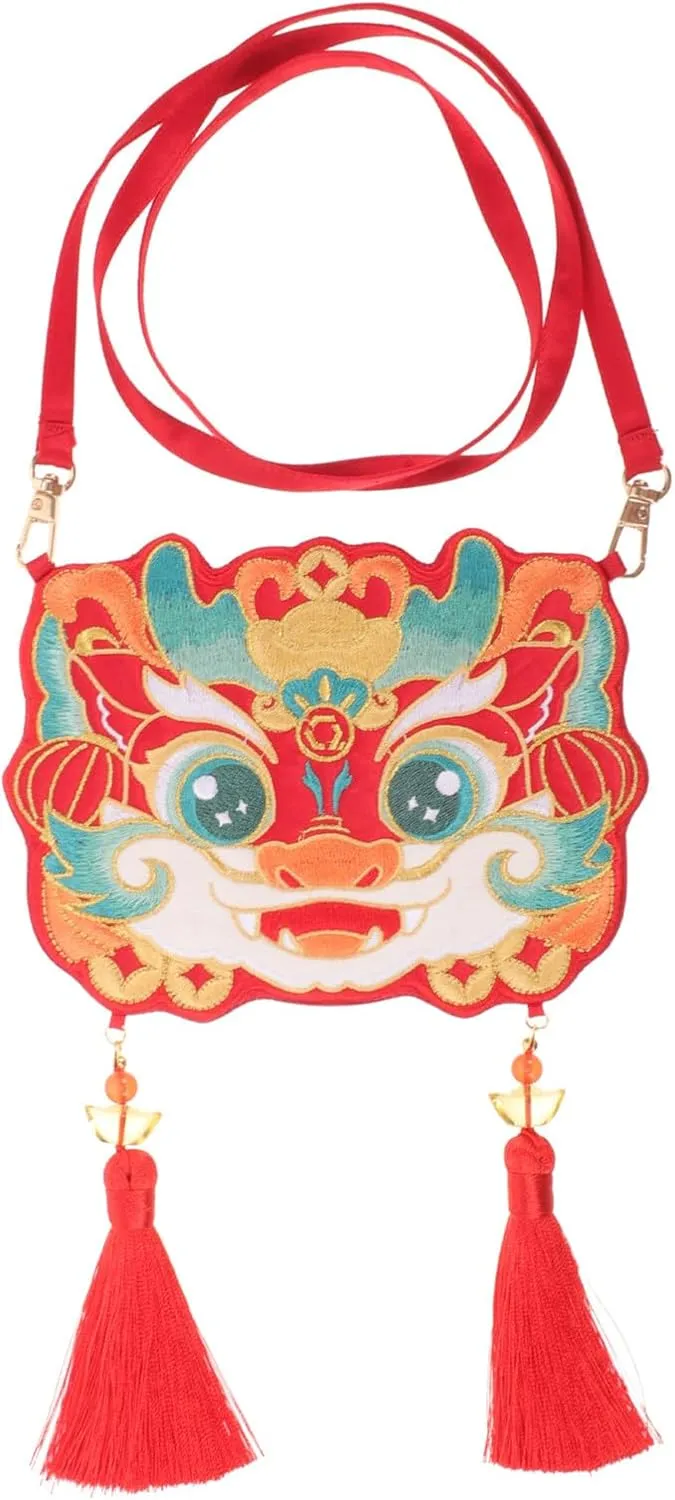 Embroidered Dragon Crossbody Bag for Women Traditional Chinese Style Cute Purse with Delicate Embroidery Sling Bag for Daily Use Festivals for Dragon Year Celebrations