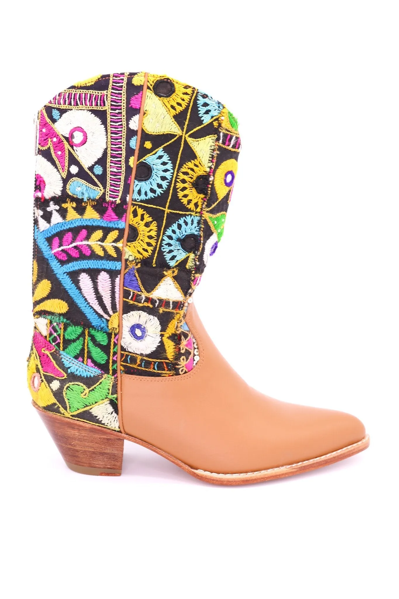 EMBROIDERED PATCHWORK LEATHER WESTERN BOOTS MAYLINDA