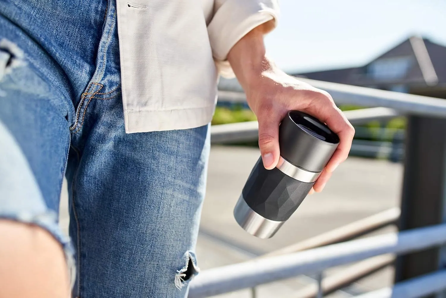 Emsa N21601 Travel Mug Compact Thermo/Insulated Stainless Steel Mug 0.3 Litres Hot 4 Hours Cold 8 Hours BPA Free 100% Leak Proof Dishwasher Safe 360° Drinking Opening Black