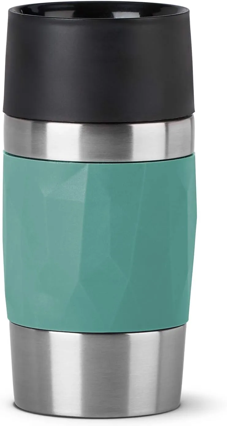 Emsa N21603 Travel Mug Compact Thermo/Insulated Mug Stainless Steel 0.3 Litres Hot 4 Hours Cold 8 Hours BPA Free 100% Leak Proof Dishwasher Safe 360° Drinking Opening Green