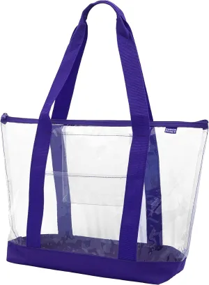 Ensign Peak Clear ZIPPER tote with color trim and bottom (Purple trim)
