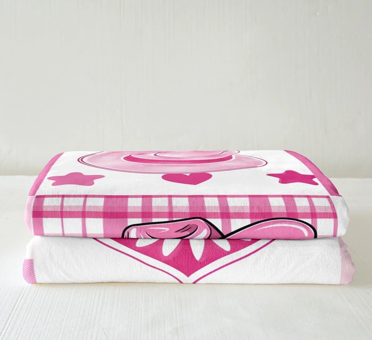 Erosebridal Pink Western Cowgirl Throw Blanket Twin 60"X80" Cowboy Boots Hat Fleece Blanket for Girls Kids Women Patchwork Disco Cowgirl Sherpa Blanket Plaid Grids Daisy Stars Hearts Fuzzy Blanket